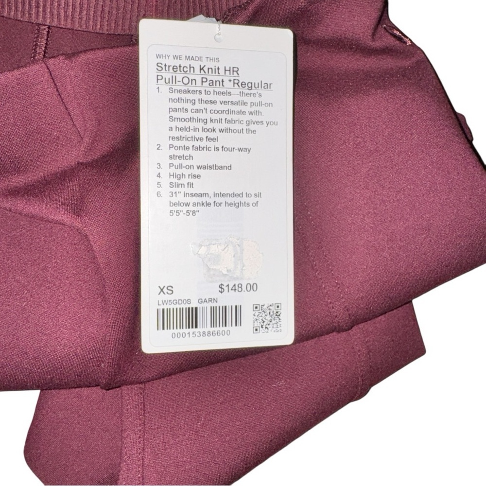 Lululemon Stretch Knit HR Pull-on Pant *Regular Garnet Multi Sizes NWT - Picture 12 of 13